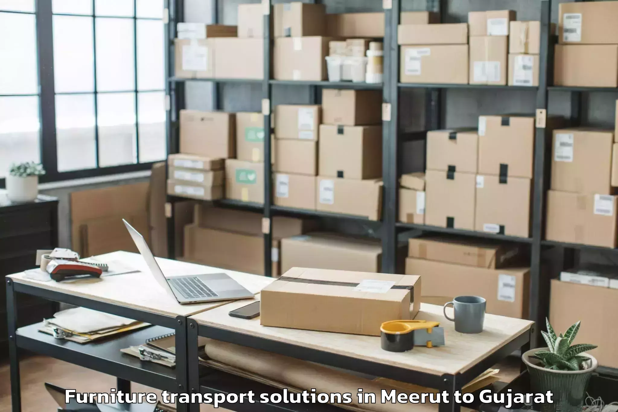 Easy Meerut to Jamjodhpur Furniture Transport Solutions Booking